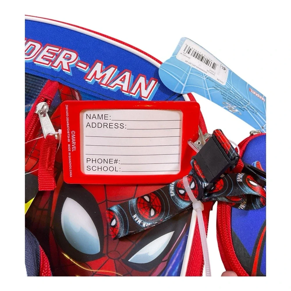 Marvel Spider-Man Kids Boys' School Backpack with Lunch Bag 4-Piece Set Academia